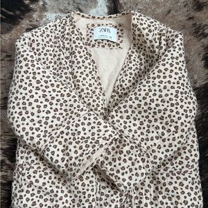Zara Girls Leopard Print Cream and Brown Kimono Jacket
